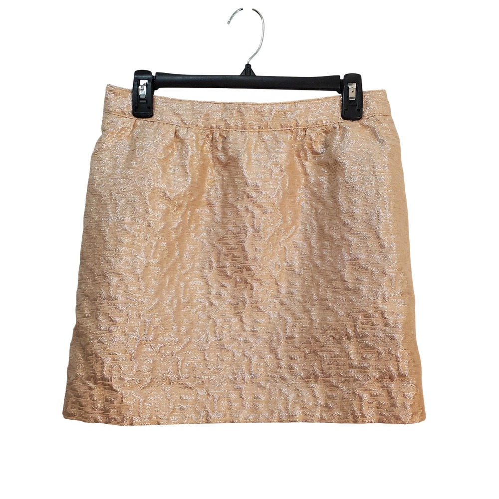 Ann Taylor LOFT Skirt Metallic Champagne Jacquard Party Career‎ Petite 6P